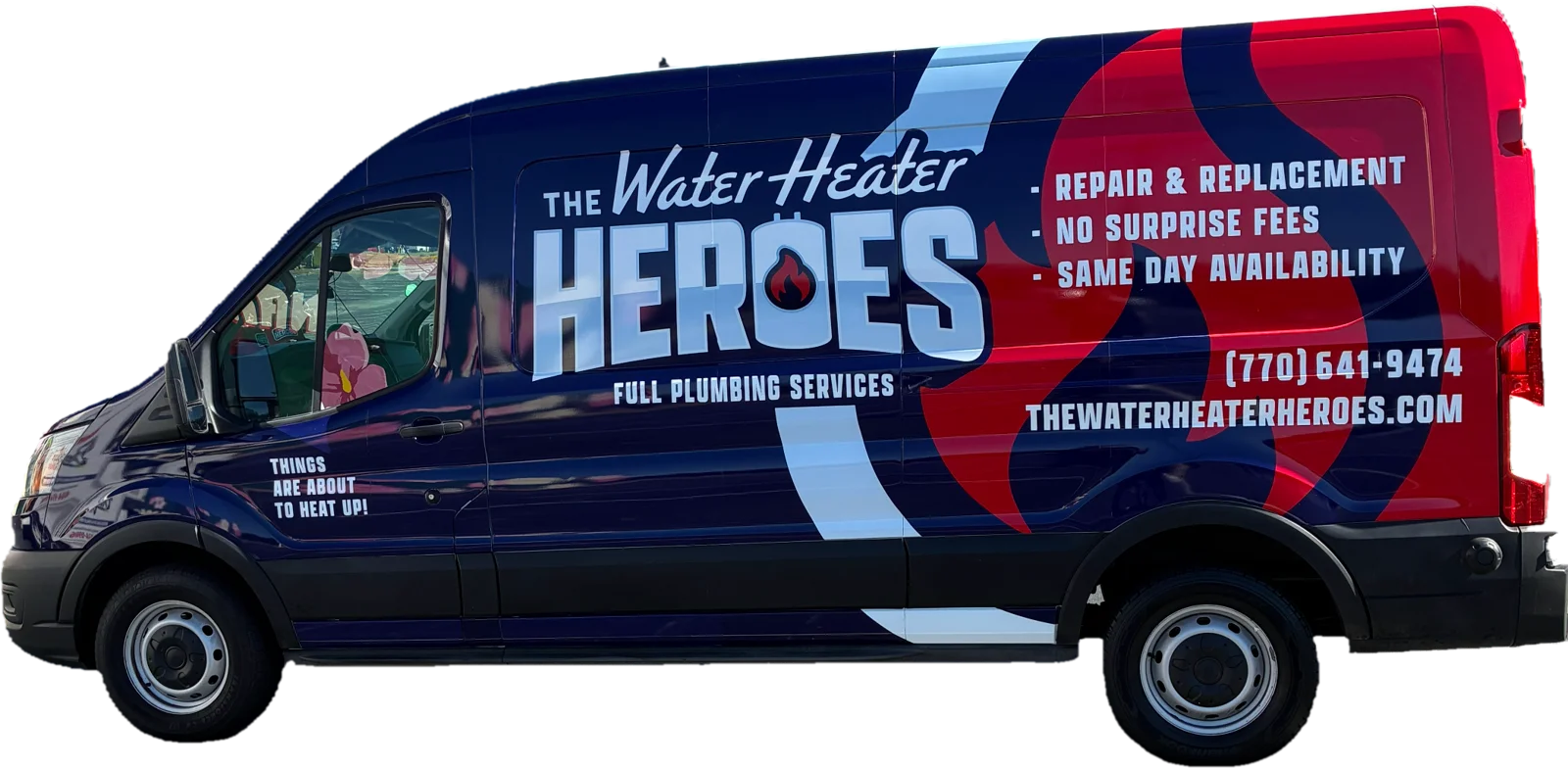 The Water Heater Heroes plumbing van serving Metro Atlanta.